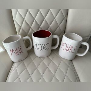 RAE DUNN coffee mugs 3 YOURS, MINE & XOXO Valentines gift